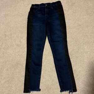 J Brand Womens 25 Maria High Rise Skinny Jeans Two Tone Black Dark Wash Blue